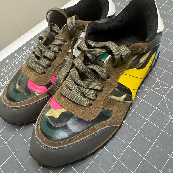 Valentino Garavani Camouflage Sneakers with Pink and Yellow - Picture 1 of 6
